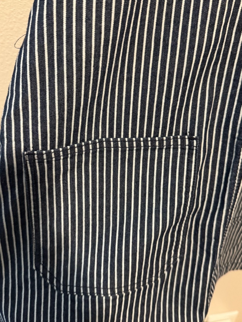 Altar'd State Navy & White Striped Pinafore Jean Dress Size Small - Picture 5 of 5